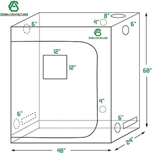 GA Grow Tent 48"x24"x60" 4'x2' Reflective Mylar Hydroponic Grow Tent with Observation Window and Waterproof Floor Tray for Indoor Plant Growing 2x2 3x3 4x4 (48x24x60)