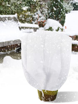 Abimars Plant Covers Freeze Protection Jacket 2.36 oz/yd², 3.3ft x 3.3ft Reusable Winter Drawstring Plant Covers with Zipper, Frost Cloth Plant Freeze Protection, 2 Pack