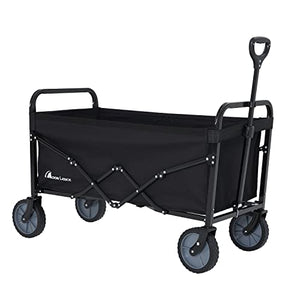 Moon Lence Collapsible-Wagon with Large Capacity, Utility Wagons Carts Heavy-Duty-Foldable, Portable Folding Wagon with All-Terrain Wheels, Garden Cart for Beach, Sports, Shopping, Camping