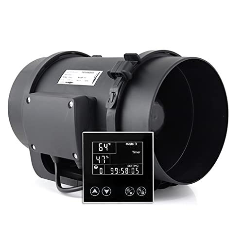 HaveWin Inline Duct Fan with Temperature Humidity Controller and Sensor Probe, Ultra-Quiet Duct Booster Fan for Heating and Cooling System, for Grow Tents, Kitchens, Dining Rooms (8 Inch）