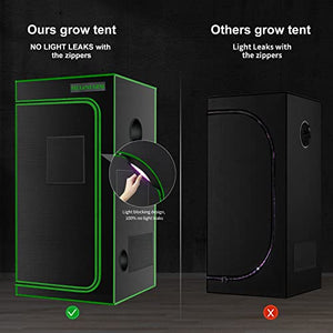 MELONFARM 2x2 Grow Tent, 24"x24"x48'' High Reflective 600D Diamond Mylar Canvas with Observation Window and Floor Tray for Hydroponic Indoor Plant Growing