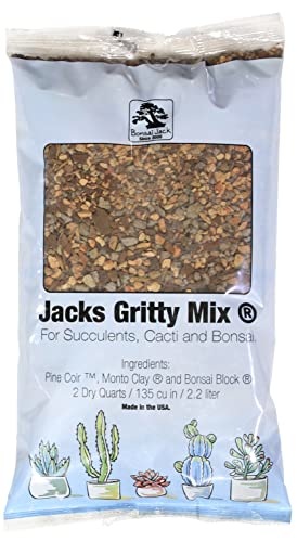 Bonsai Jack Succulent and Cactus Soil - Jacks Gritty Mix #111 - 2 Quarts – Fast Draining – Fight Root Rot – Optimized pH