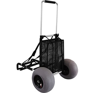 VEVOR Beach Carts for Sand, 23" x 15" Cargo Deck, w/ 12" TPU Balloon Wheels, 165LBS Loading Folding Sand Cart & 33.1" to 51.6" Adjustable Height, Aviation Aluminum Cart for Picnic, Fishing, Beach