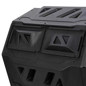 BBBuy Outdoor Compost Bin Dual Chamber Tumbling Composter Rotating w/Sliding Doors & Steel Frame, BPA Free Outdoor Composting Bin for Garden Yard Patio Lawn(43 Gallon, Black)