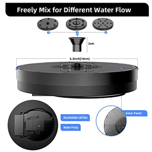 ALUKIKI Solar Powered Fountain 4W Bird Bath Fountains Pump Upgraded Glass Panel Fountains with Color LED Lights 7 Nozzles & 4 Fixers for Garden Small Pond Outdoor Swimming Pool Fish Tank