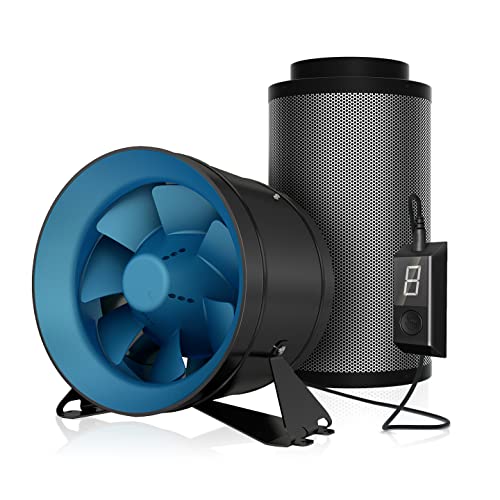 TerraBloom 10” Grow Room Ventilation Combo - Latest model 10” EC Duct Fan, 10”x24 Premium Activated Air Carbon Filter and 10” x 8 Ft Lightproof ducting For Large Growing Tents and Rooms