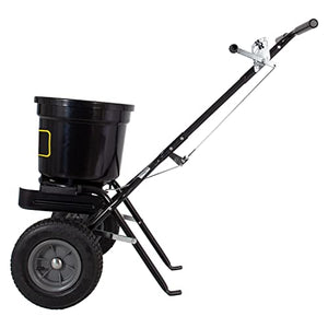 Brinly P20-500BHDF-A Push Spreader with Side Deflector Kit and Hopper Grate, 50 lb. Capacity, Matte Black