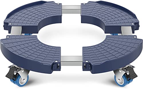 VANCASTLE Plant Caddy with Wheels, 15-22 Inch Adjustable Rolling Plant Stand Indoor Outdoor, Large Plant Cart Dolly with Casters for Flower Pot Garden Pot Mover, Blue, 1 Pack