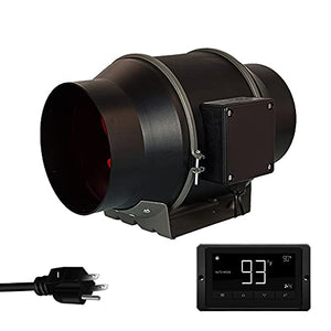 Low Power Quiet 6" in-line Duct Fan, with Temperature and Humidity Controller, PWM Automatic Adjustment, Ventilation Exhaust Fan for Heating Cooling Booster, Grow Tents, Hydroponics …