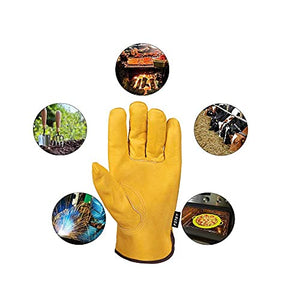 FZTEY Yard Gardening Safety Work Protective Leather Gloves Men & Women 9(Large)