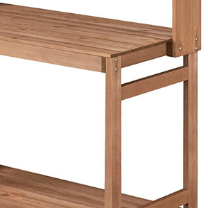 Topeakmart Outdoor Potting Bench -Patio Workstation & Wooden Planting Table with Open Storage Shelf/Polished Surface for Garden/Backyard
