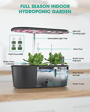 ZMHOO Hydroponics Growing System, Herb Garden Kit Indoor with 2 Led Grow Light Modes, Smart Timer Starter Kit, Adjustable Easy-to-Install Magnetic Light Rod for Home, Kitchen, Gardening