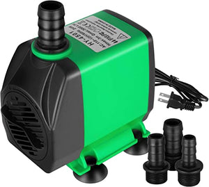 Simple Deluxe 24W 800GPH Submersible Pump (3000L/H), Ultra Quiet (10ft High Lift), 3 Nozzles with 5.2ft Power Cord for Fish Tank, Pond, Aquarium, Statuary, Hydroponics, Fountain