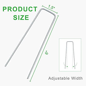 GROWNEER 100 Packs 6 Inches Heavy Duty 11 Gauge Galvanized Steel Garden Stakes Staples Securing Pegs for Securing Weed Fabric Landscape Fabric Netting Ground Sheets and Fleece