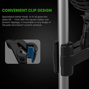 CANNABMALL Clip On Fan for Grow Tents 6 Inch Oscillating Fan with Adjustable Grip Clip and 2-Speed Options, Strong Airflow, Humidity Resistant Motor, Quiet Hydroponics Circulation Cooling (Black)