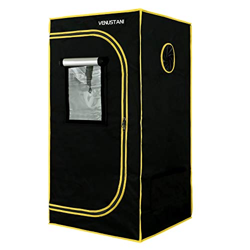 VTH 24"x24"x48" Hydroponic Mylar Water-Resister Grow Tent Reflective Garden Growing Dark Room with Observation Window, Removable Floor Tray and Tool Bag for Indoor Plant Growing 5x5 3.3x3.3 4x2 2x2