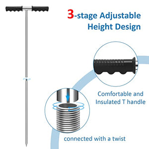 GADFISH Stainless Steel Soil Probe Rod,32-48 Inch Hight Adjustable Ground Rod Tool with T-Handle for Locating Septic Tanks,Underground Pipes,Water Lines,Graves and Gopher Runs