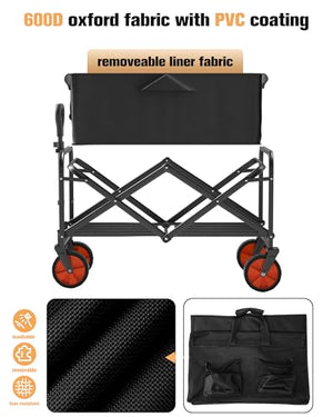 IFOKER Beach Cart Large Capacity, Heavy Duty Folding Wagon Portable,Collapsible Wagon for Sports, Shopping, Camping