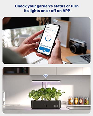 iDOO WiFi 12 Pods Hydroponics Growing System with APP Controlled, Indoor Garden with Pump System, Auto-Timer Smart Garden, Grow Light for Home Kitchen Gardening
