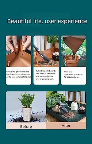 Oraony Potting Tray with Tools Repotting Mat for Indoor Plants, Foldable & Waterproof Plant Potting Mat Portable Gardening Mat Soil Mat Mess Control Mat for Bonsai Tool Unique Gifts for Plant Lovers