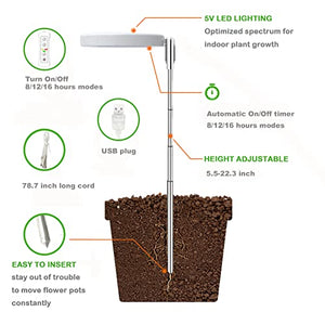 Plant Grow Light,Yadoker LED Growing Light Full Spectrum for Indoor Plants,Height Adjustable, Automatic Timer, 5V Low Safe Voltage,Idea for Small Plant Light…