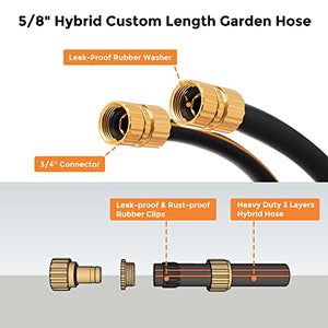 Giraffe Tools Leader Hose 5/8" x 6ft, Custom Length, No Kink, Flexible, Leakproof Water Hose, Double Female Fittings, 600 Burst PSI, 6ft, Black Orange