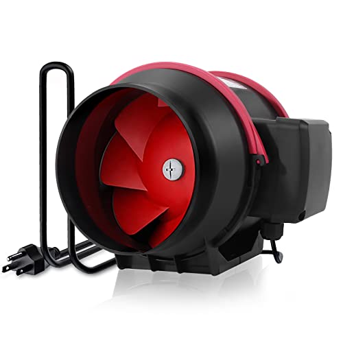 Boshen 8 Inch Inline Duct Fan 735 CFM Low Noise Grow Tent Hydroponics Fan Vent Blower Ventilation Intake Exhaust Fan for Grow Tents Hydroponics Kitchen Airflow Booster (8 Inch)