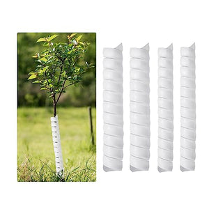 FCENDS Tree Trunk Protector,4 Pcs Plastic Spiral Tree Guard, Plastic Tree Bark Wraps to Protect Bark from Animals and Lawn Mowers (White-4PCS)