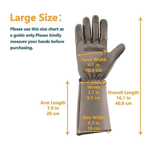 COOLJOB Rose Pruning Thorn Proof Gardening Gloves, Long Sleeve Puncture Proof Gloves with Forearm Protection for Women and Men, Large Size, Navy & Grey (1 Pair L)