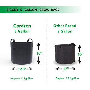 Gardzen 10-Pack 5 Gallon Grow Bags, Aeration Fabric Pots with Handles