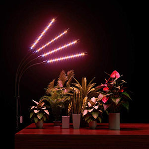 FRENAN Grow Light with Stand, for Indoor Plants with Red Blue Spectrum, 10 Dimmable Brightness, 4/8/12H Timer, 3 Switch Modes, Adjustable Gooseneck, Suitable for Various Plants Growth