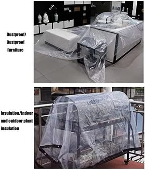 Transparent Waterproof Tarpaulin - with Eyelets 4x6 FT,with 1 Rolls Ropes,Plant Cover Poly Tarp for Garden Rainproof Covering Garden Plant Outdoor