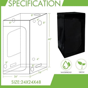 Grow Tent 24"x24"x48" JT Jupetory Mylar Hydroponic Grow Tent with Observation Window, Removable Floor Tray, Inside Tool Bag, Reflective Repairing Tape for Indoor Plant Growing Dark Room 2'x2'