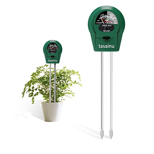 Soil Moisture Meter, Tasainu 3-in-1 Moisture Meter for House Plants, Soil pH Meter, Suitable for Potted Plants, Farms, Gardens and Indoor & Outdoor, No Battery Required