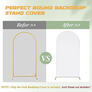 Spandex Fitted Arch Backdrop Cover Chiara Backdrop Cover,2-Sided Wedding Arch Cover for Wedding Ceremony Birthday Party Baby Shower Banquet Decoration (3.3 x 6.6 ft, White)