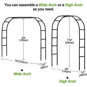 Metal Pergola Arbor,7.5 Feet Wide x 6.4 Feet High or 4.6 Feet Wide x7.9 Feet High,Assemble Freely 2 Sizes,for Various Climbing Plant Wedding Garden Arch Bridal Party Decoration Wide Arbor