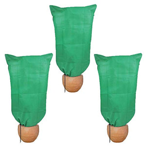HHTHH 3 pcs Green Frost Plant Cover 63"x39" Freeze Protection Bag for Shrub Fruit Trees Rose Bush in Winter (Material 60g/m²)