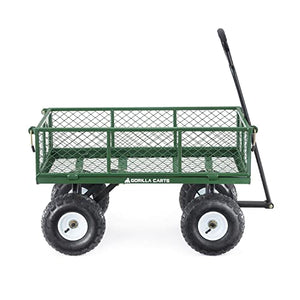 Gorilla Carts GOR400-COM Steel Garden Cart, Steel Mesh Removable Sides, 3 cu ft, 400 lb Capacity, Green