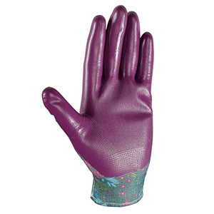 Wells Lamont Women's Botanical Print Nitrile Coated Work and Gardening Gloves, Medium (497M)