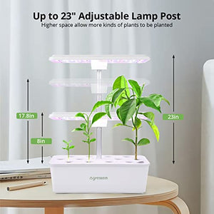 Agrestem Hydroponics Growing System 12 Pods, Indoor Garden Up to 23", Indoor Growing System with 100 36W LED Grow Light of 5 Colors, Tweezers, Automatic Timer and LED Full Spectrum