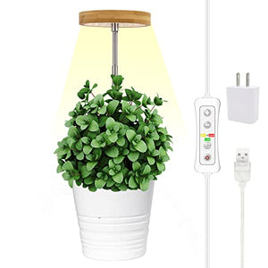 Plant Grow Light for Indoor Plant,Bamboo Mini LED Grow Light Garden,Height Adjustable,Automatic Timer with 8/12/16 Hours