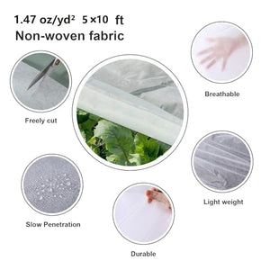 Kikhope Plant Covers Freeze Protection, 3 Packs 5ft x 10ft Floating Row Cover Garden Non-Woven Fabric Plant Cover Frost Blankets for Cold Weather, Overheat Prevention, Insects Barrier, White