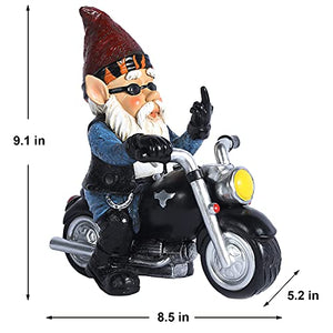 JHWKJS Garden Gnome Riding Motorcycle Funny Outdoor Gnome Decoration Indoor Outdoor Lawn Figurines for Home Yard Décor, Medium