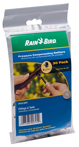 Rain Bird SW10-30PS Drip Irrigation Spot Watering Dripper/Emitter, 1 Gallon Per Hour, 30-Pack