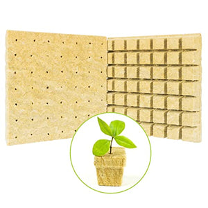 SKINNYBUNNY Rockwool Cubes 1.5 inch, Rock Wool Planting Cubes with Holes, Rockwool Cubes for Hydroponics, Perfect for Soilless Culture and Transplanting, 2 Sheets of 98 Cubes