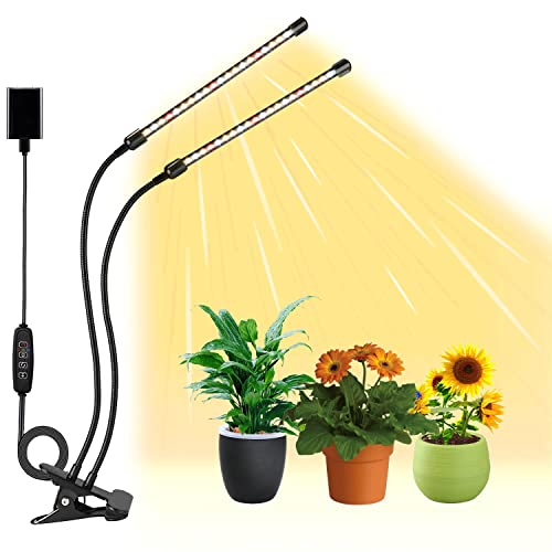 Plant Light for Indoor Plants, JINHONGTO 3000k/5000k/660nm Full Spectrum Clip On Grow Light, 3 Light Modes & 10 Dimming Levels with Timer Function, Plant Growing Lamp