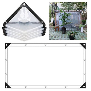 Transparent Waterproof Tarpaulin - with Eyelets 4x6 FT,with 1 Rolls Ropes,Plant Cover Poly Tarp for Garden Rainproof Covering Garden Plant Outdoor