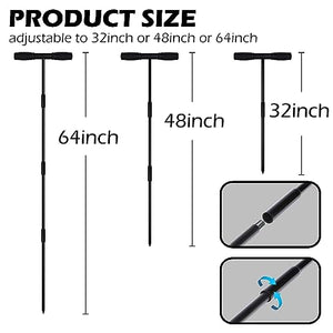Sfcddtlg 64 Inch Metal Ground Soil Probe Rod - Adjustable Soil Sample Probe - T-Handle Septic Tank Locator for Tile Probing, Soil Compaction, Locating Underground Pipes, Landscaping, Gardening