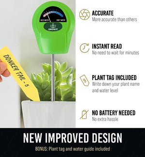 GROWIT Soil Moisture Meter for Plants - Plant Moisture Meter for House Plants | Hydrometer for Plants | Plant Moisture Meter Houseplants | Water Tester for Plants | Farming Indoor and Outdoor Plants