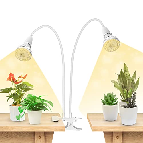 SANSI LED Grow Lights for Indoor Plants, 300W Full Spectrum Clip-on Gooseneck Grow Light with Ceramic Tech.,20W Power Plant Light with Optical Lens for High PPFD, Lifetime Free Bulbs Replacement White